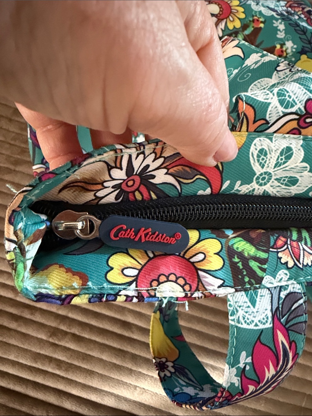 Cath Kidston Teal Multi Zipper Close Shopper Shoulder Tote Bag - Picture 6 of 8